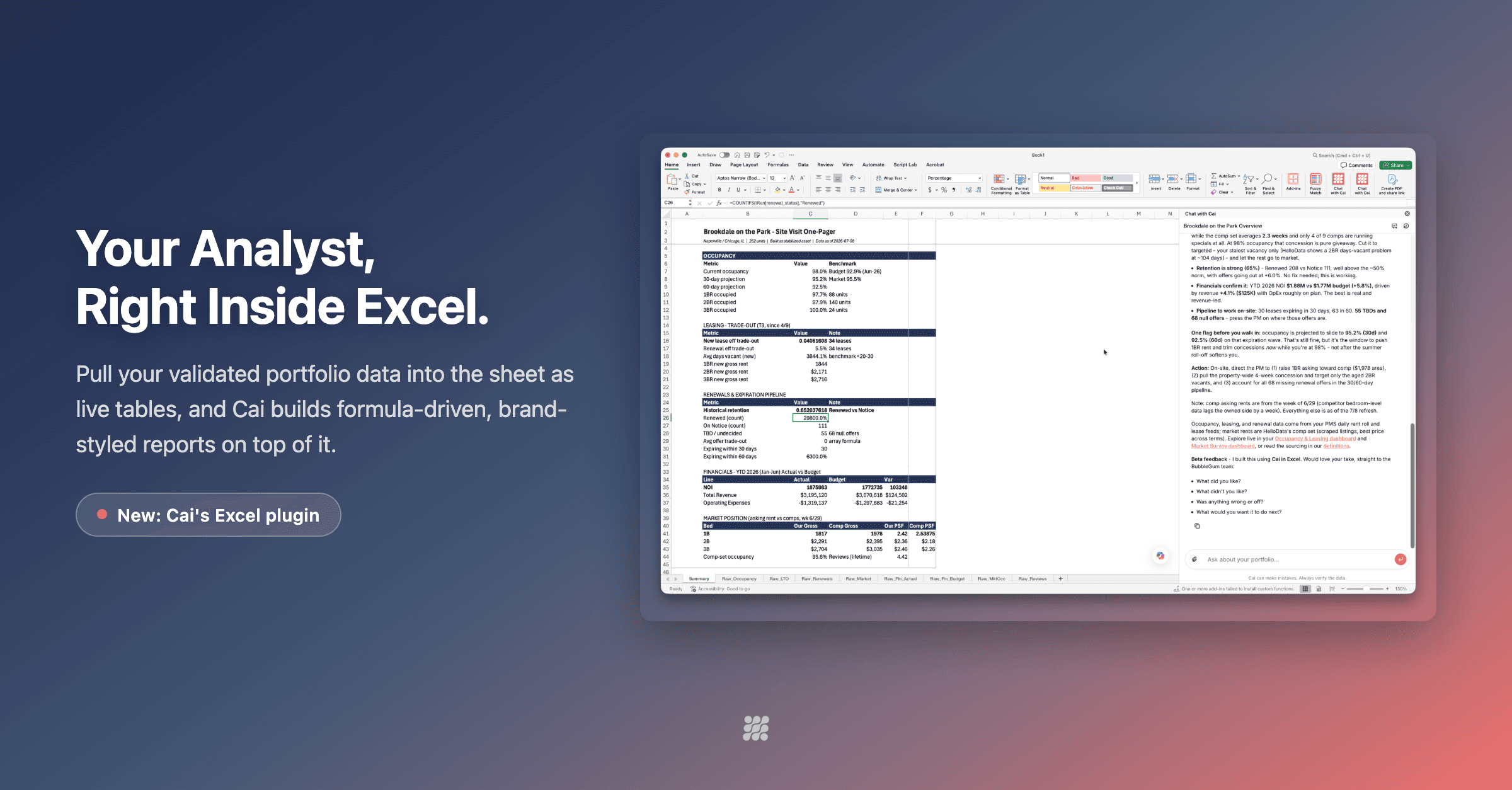 Formula-Driven Excel on Live Multifamily Portfolio Data