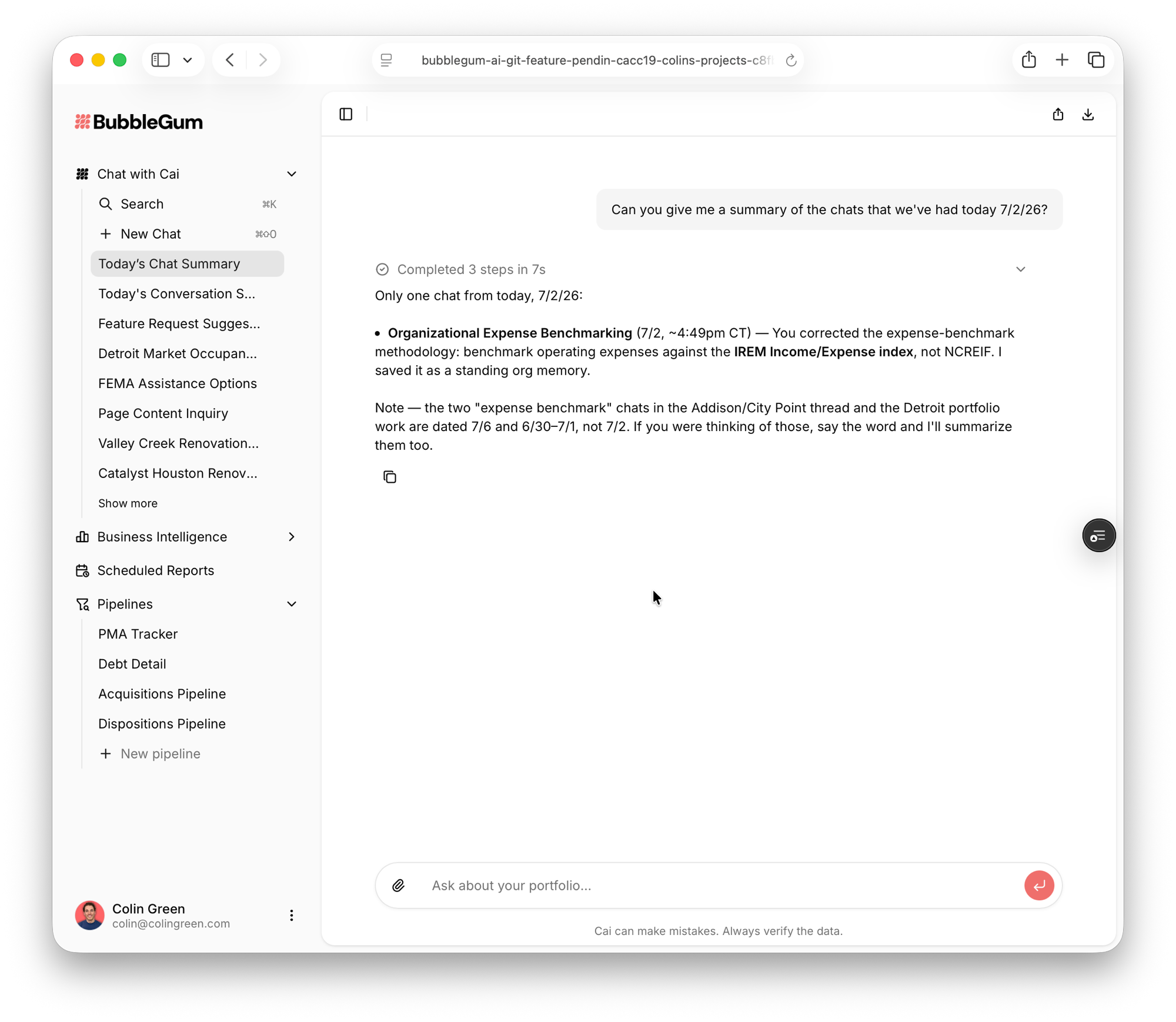 Cai searching and summarizing past conversations
